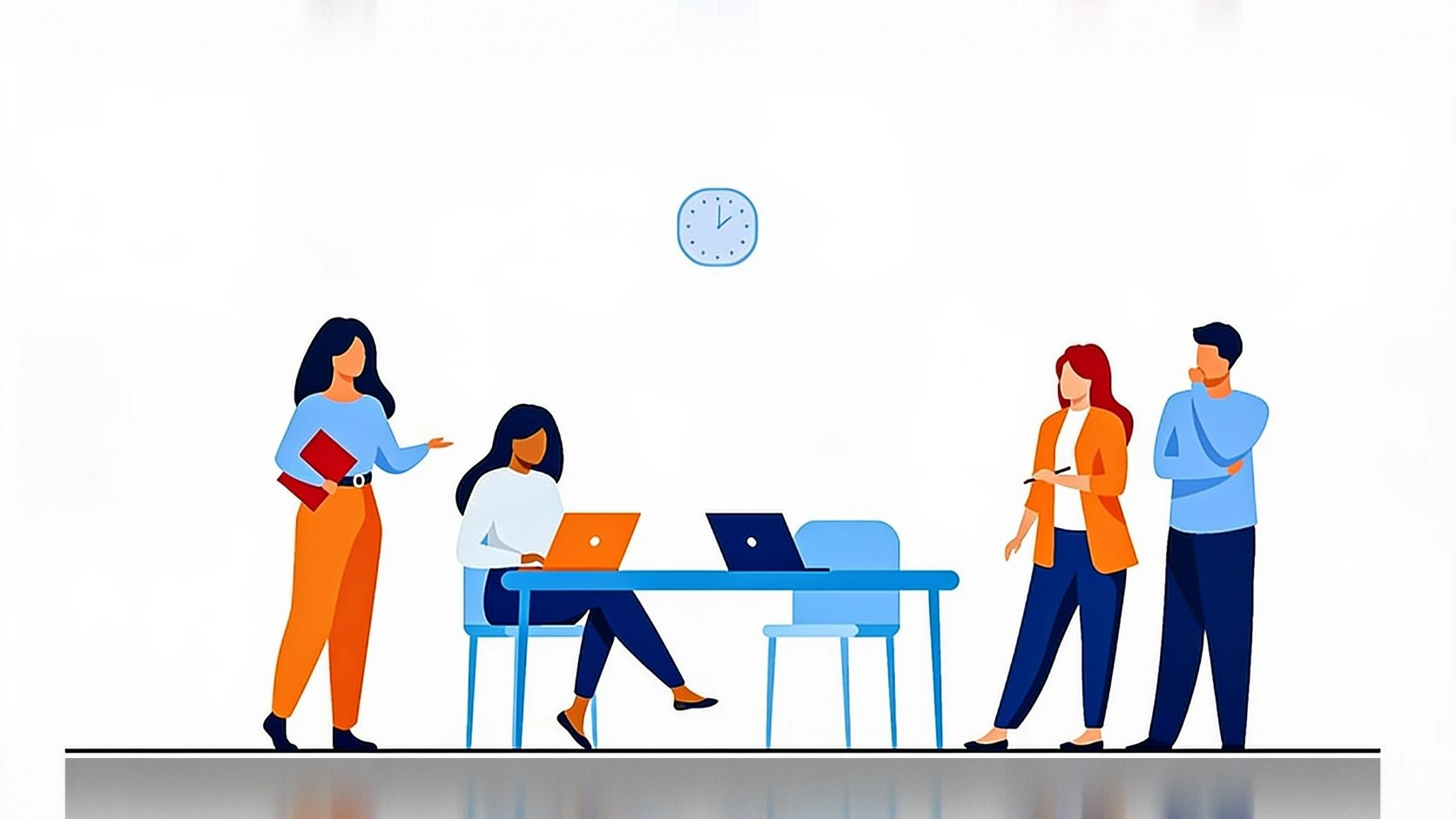 Ilustración de un equipo de trabajo en una oficina